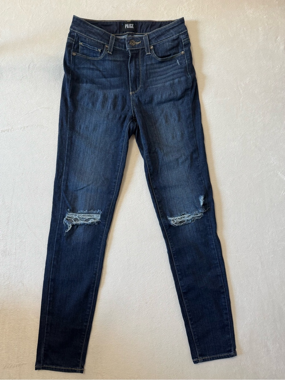 PAIGE Dark Wash Distressed Skinny Jeans size 24